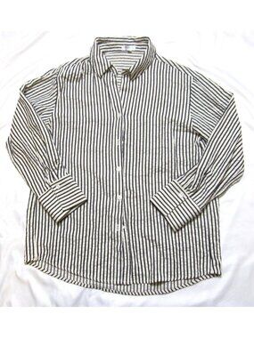 Blenca Women Button Seersucker Beachy Contemporary Shirt Stripe Top Sz L (WB560)